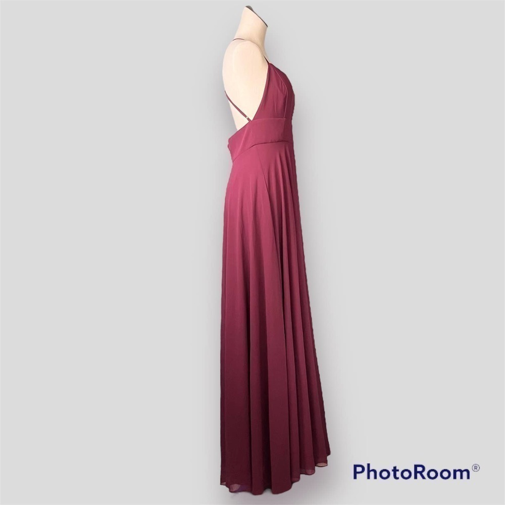 LULUS Dreamy Romance Burgundy Backless Spaghetti Strap Maxi Dress Women's Size L - Picture 6 of 16